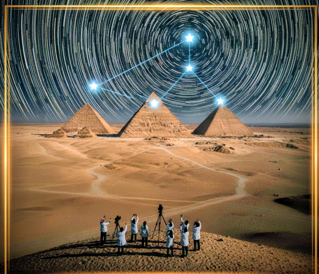 Egyptian Pyramids of Giza surrounded by golden desert sand