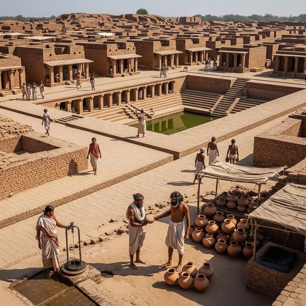 Harappan Civilization city ruins showing planned streets and brick houses