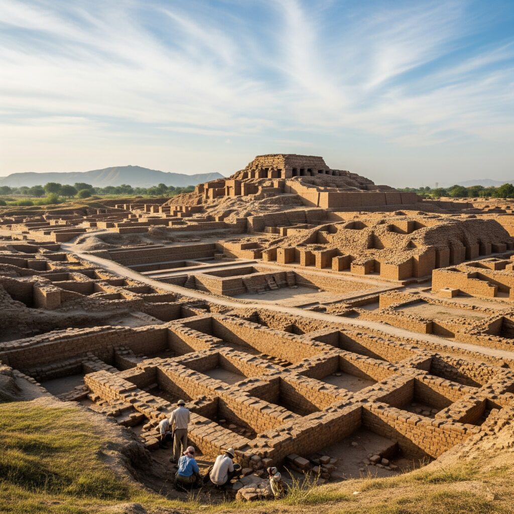 A huge city was discovered during the excavation of the Harappan civilization.